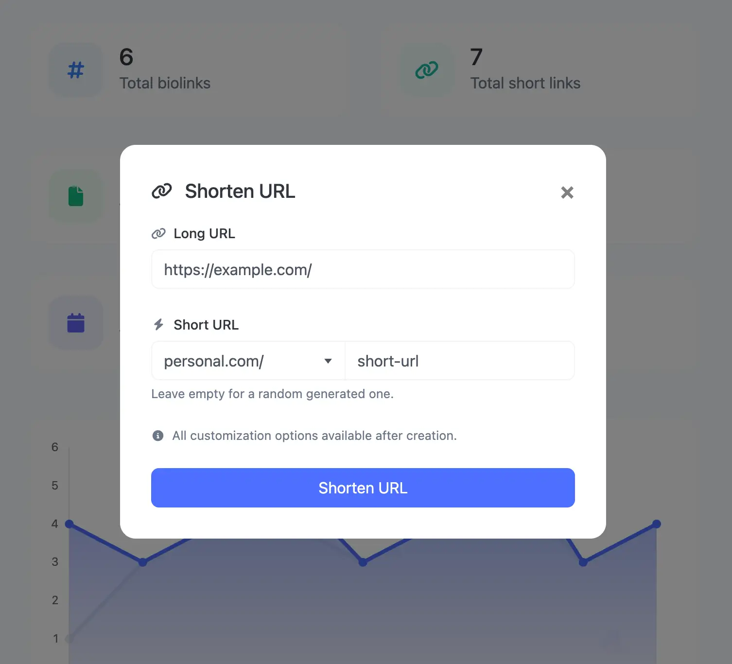 Captura de tela da página de edição de URL curta do aplicativo
